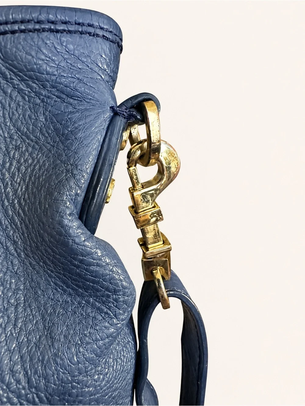 Tory Burch Amanda Classic Handle Blue Leather Hobo Crossbody Bag